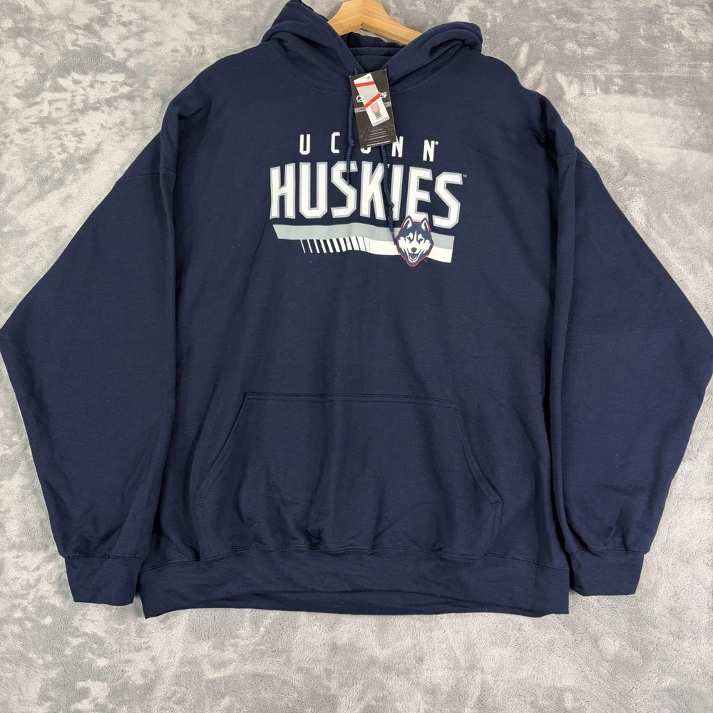 UCONN Huskies Pullover Hoodie Mens Size 2XL Navy Blue Sweatshirt NWT